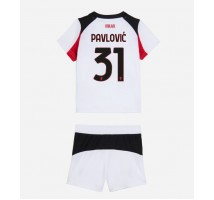 AC Milan Strahinja Pavlovic #31 Koszulka Wyjazdowa dzieci 2025-26 Krótki Rękaw (+ krótkie spodenki)