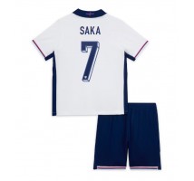 Anglia Bukayo Saka #7 Koszulka Podstawowa dzieci ME 2024 Krótki Rękaw (+ krótkie spodenki)