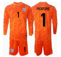 Anglia Jordan Pickford #1 Bramkarskie Koszulka Podstawowa dzieci ME 2024 Długi Rękaw (+ krótkie spodenki)