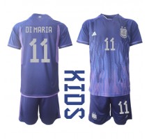 Argentina Angel Di Maria #11 Koszulka Wyjazdowa dzieci MŚ 2022 Krótki Rękaw (+ krótkie spodenki)