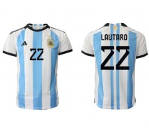 Argentina Lautaro Martinez #22 Koszulka Podstawowa MŚ 2022 Krótki Rękaw