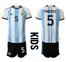 Argentina Leandro Paredes #5 Koszulka Podstawowa dzieci MŚ 2022 Krótki Rękaw (+ krótkie spodenki)