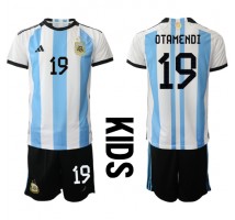 Argentina Nicolas Otamendi #19 Koszulka Podstawowa dzieci MŚ 2022 Krótki Rękaw (+ krótkie spodenki)