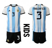 Argentina Nicolas Tagliafico #3 Koszulka Podstawowa dzieci MŚ 2022 Krótki Rękaw (+ krótkie spodenki)