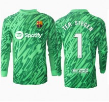 Barcelona Ter Stegen #1 Bramkarskie Koszulka Wyjazdowa 2024-25 Długi Rękaw