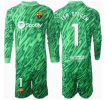 Barcelona Ter Stegen #1 Bramkarskie Koszulka Wyjazdowa dzieci 2024-25 Długi Rękaw (+ krótkie spodenki)
