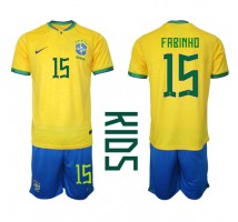 Brazil Fabinho #15 Koszulka Podstawowa dzieci MŚ 2022 Krótki Rękaw (+ krótkie spodenki)