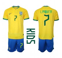 Brazil Lucas Paqueta #7 Koszulka Podstawowa dzieci MŚ 2022 Krótki Rękaw (+ krótkie spodenki)