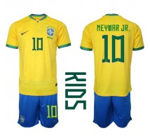 Brazil Neymar Jr #10 Koszulka Podstawowa dzieci MŚ 2022 Krótki Rękaw (+ krótkie spodenki)