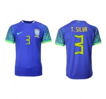Brazil Thiago Silva #3 Koszulka Wyjazdowa MŚ 2022 Krótki Rękaw