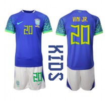 Brazil Vinicius Junior #20 Koszulka Wyjazdowa dzieci MŚ 2022 Krótki Rękaw (+ krótkie spodenki)