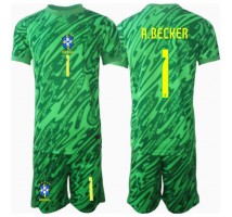 Brazylia Alisson Becker #1 Bramkarskie Koszulka Podstawowa dzieci Copa America 2024 Krótki Rękaw (+ krótkie spodenki)