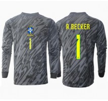 Brazylia Alisson Becker #1 Bramkarskie Koszulka Wyjazdowa Copa America 2024 Długi Rękaw