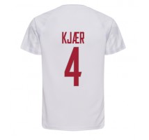 Danska Simon Kjaer #4 Koszulka Wyjazdowa MŚ 2022 Krótki Rękaw