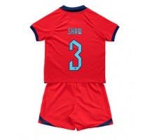 Engleska Luke Shaw #3 Koszulka Wyjazdowa dzieci MŚ 2022 Krótki Rękaw (+ krótkie spodenki)