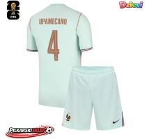 Francja Dayot Upamecano #4 Koszulka Wyjazdowa dzieci MŚ 2026 Krótki Rękaw (+ krótkie spodenki)