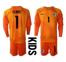 Francuska Hugo Lloris #1 Bramkarskie Koszulka Podstawowa dzieci MŚ 2022 Długi Rękaw (+ krótkie spodenki)