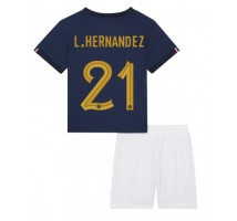 Francuska Lucas Hernandez #21 Koszulka Podstawowa dzieci MŚ 2022 Krótki Rękaw (+ krótkie spodenki)