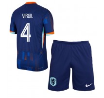 Holandia Virgil van Dijk #4 Koszulka Wyjazdowa dzieci ME 2024 Krótki Rękaw (+ krótkie spodenki)