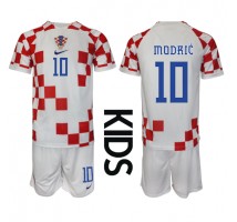 Hrvatska Luka Modric #10 Koszulka Podstawowa dzieci MŚ 2022 Krótki Rękaw (+ krótkie spodenki)
