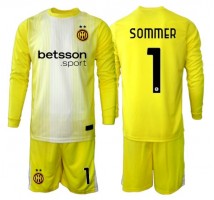 Inter Milan Yann Sommer #1 Bramkarskie Koszulka Wyjazdowa dzieci 2025-26 Długi Rękaw (+ krótkie spodenki)