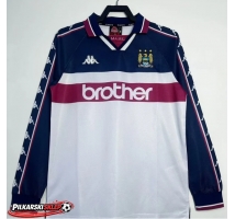 Manchester City 1997-1998 Koszulka Retro Wyjazdowa Długi Rękaw