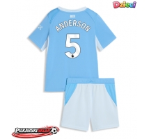 Manchester City Elliot Anderson #5 Koszulka Podstawowa dzieci 2026-27 Krótki Rękaw (+ krótkie spodenki)