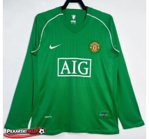 Manchester United 2007-2008 Bramkarskie Koszulka Retro Wyjazdowa Długi Rękaw