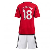 Manchester United Casemiro #18 Koszulka Podstawowa dzieci 2023-24 Krótki Rękaw (+ krótkie spodenki)