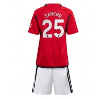 Manchester United Jadon Sancho #25 Koszulka Podstawowa dzieci 2023-24 Krótki Rękaw (+ krótkie spodenki)