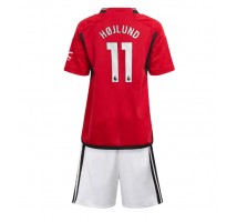 Manchester United Rasmus Hojlund #11 Koszulka Podstawowa dzieci 2023-24 Krótki Rękaw (+ krótkie spodenki)