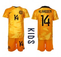 Nizozemska Davy Klaassen #14 Koszulka Podstawowa dzieci MŚ 2022 Krótki Rękaw (+ krótkie spodenki)