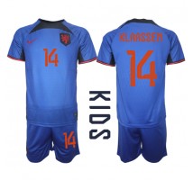 Nizozemska Davy Klaassen #14 Koszulka Wyjazdowa dzieci MŚ 2022 Krótki Rękaw (+ krótkie spodenki)