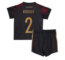 Njemačka Antonio Rudiger #2 Koszulka Wyjazdowa dzieci MŚ 2022 Krótki Rękaw (+ krótkie spodenki)