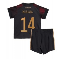 Njemačka Jamal Musiala #14 Koszulka Wyjazdowa dzieci MŚ 2022 Krótki Rękaw (+ krótkie spodenki)