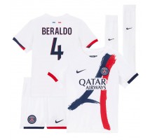 Paris Saint-Germain Lucas Beraldo #4 Koszulka Wyjazdowa dzieci 2025-26 Krótki Rękaw (+ krótkie spodenki)