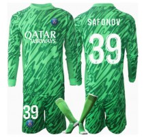 Paris Saint-Germain Matvei Safonov #39 Bramkarskie Koszulka Podstawowa dzieci 2024-25 Długi Rękaw (+ krótkie spodenki)