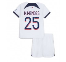 Paris Saint-Germain Nuno Mendes #25 Koszulka Wyjazdowa dzieci 2023-24 Krótki Rękaw (+ krótkie spodenki)