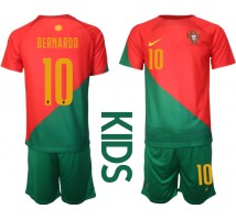 Portugal Bernardo Silva #10 Koszulka Podstawowa dzieci MŚ 2022 Krótki Rękaw (+ krótkie spodenki)