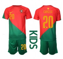 Portugal Joao Cancelo #20 Koszulka Podstawowa dzieci MŚ 2022 Krótki Rękaw (+ krótkie spodenki)