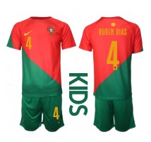 Portugal Ruben Dias #4 Koszulka Podstawowa dzieci MŚ 2022 Krótki Rękaw (+ krótkie spodenki)