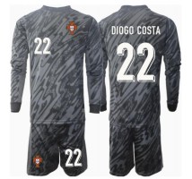 Portugalia Diogo Costa #22 Bramkarskie Koszulka Wyjazdowa dzieci ME 2024 Długi Rękaw (+ krótkie spodenki)