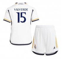 Real Madrid Federico Valverde #15 Koszulka Podstawowa dzieci 2023-24 Krótki Rękaw (+ krótkie spodenki)