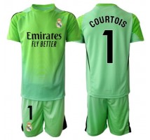 Real Madrid Thibaut Courtois #1 Bramkarskie Koszulka Wyjazdowa dzieci 2025-26 Krótki Rękaw (+ krótkie spodenki)