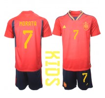 Španjolska Alvaro Morata #7 Koszulka Podstawowa dzieci MŚ 2022 Krótki Rękaw (+ krótkie spodenki)