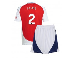 Arsenal William Saliba #2 Koszulka Podstawowa dzieci 2024-25 Krótki Rękaw (+ krótkie spodenki)