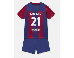 Barcelona Frenkie de Jong #21 Koszulka Podstawowa dzieci 2023-24 Krótki Rękaw (+ krótkie spodenki)