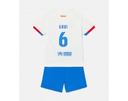 Barcelona Paez Gavi #6 Koszulka Wyjazdowa dzieci 2023-24 Krótki Rękaw (+ krótkie spodenki)