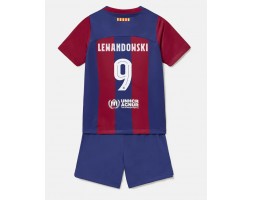 Barcelona Robert Lewandowski #9 Koszulka Podstawowa dzieci 2023-24 Krótki Rękaw (+ krótkie spodenki)