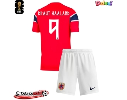 Norwegia Erling Haaland #9 Koszulka Podstawowa dzieci MŚ 2026 Krótki Rękaw (+ krótkie spodenki)